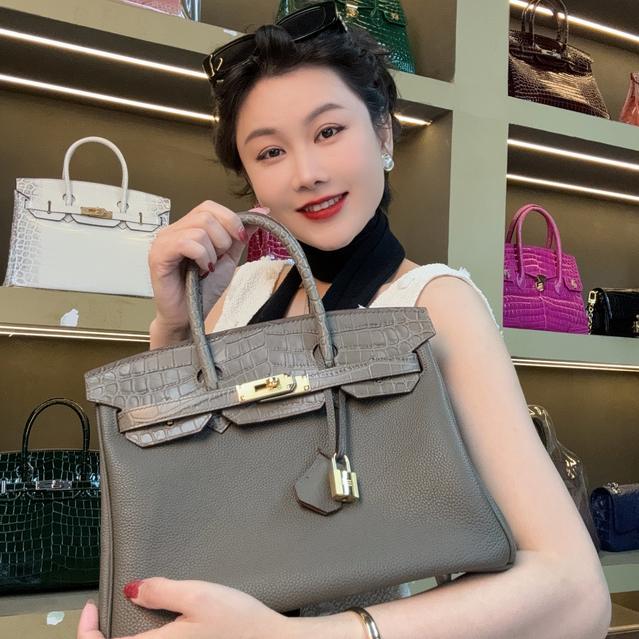 【尺寸：30*15*24】SISI原创设计高定真皮女包9619AC-1