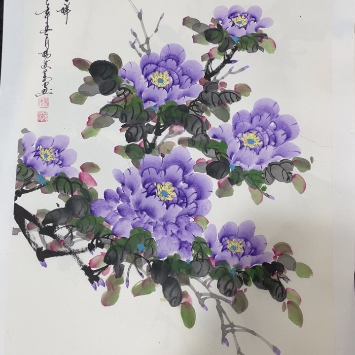 国画四尺三开作品