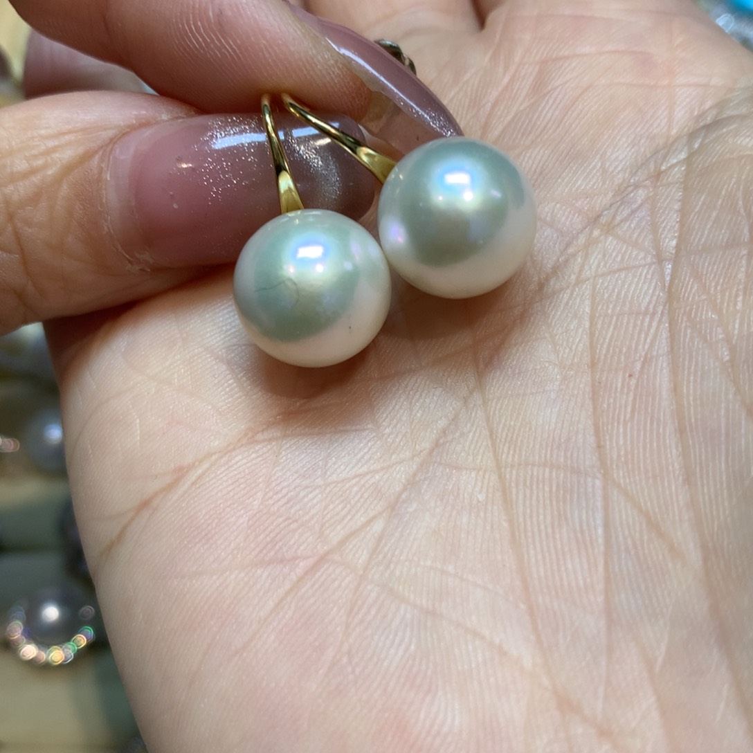 淡水珍珠耳饰银S925镶嵌