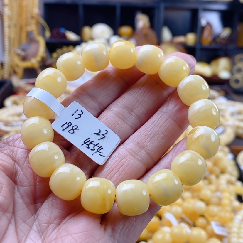 【闪购商品】蜜蜡手链未镶嵌同料乌白精工老型手串