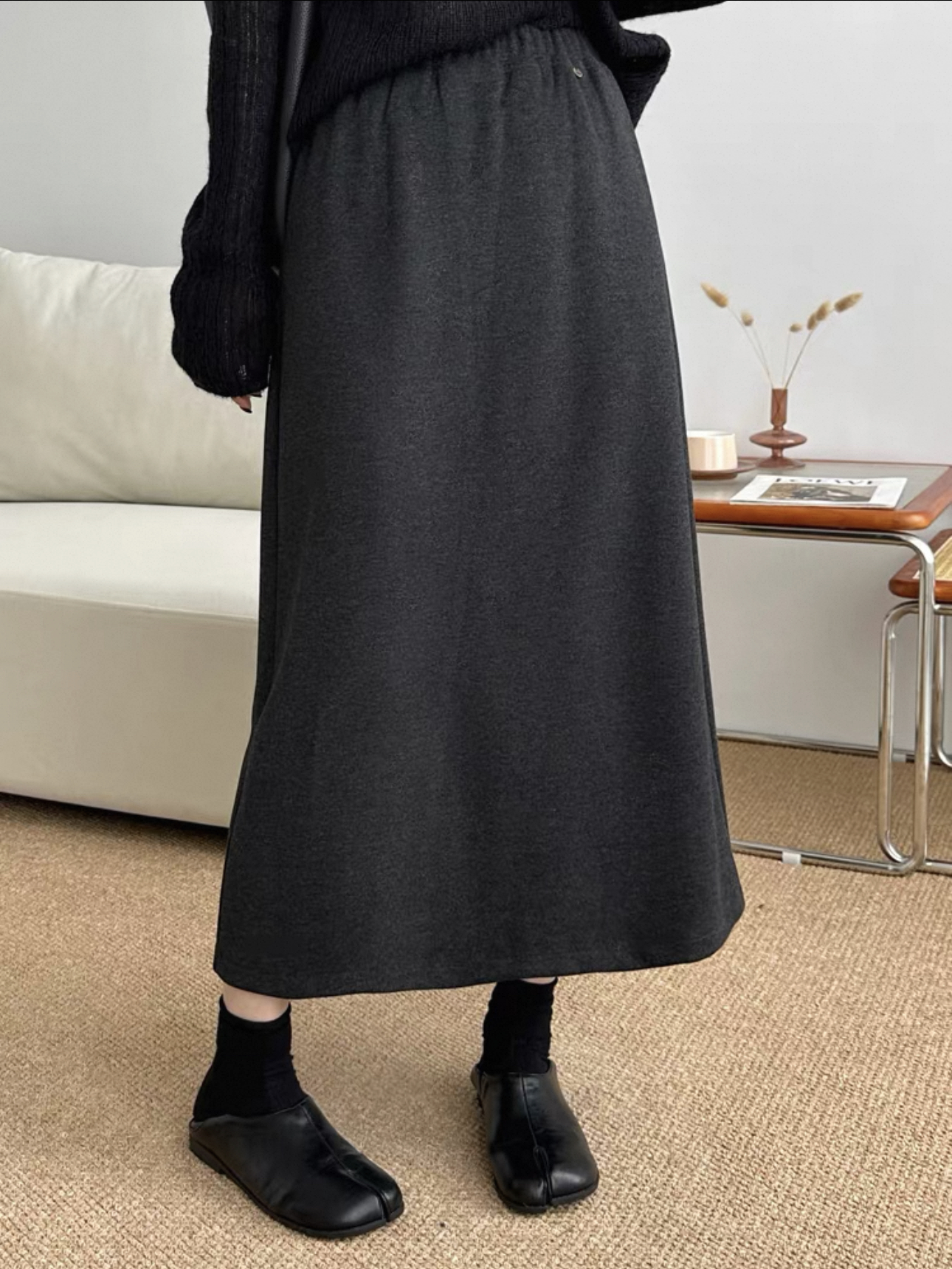 【李姑娘专属】855177韩版直筒后开衩加厚加绒半身裙