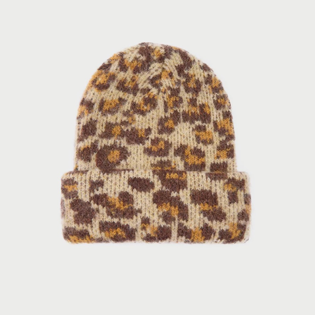 现货2025冬季新款「魔法花园」豹纹毛织帽冷帽