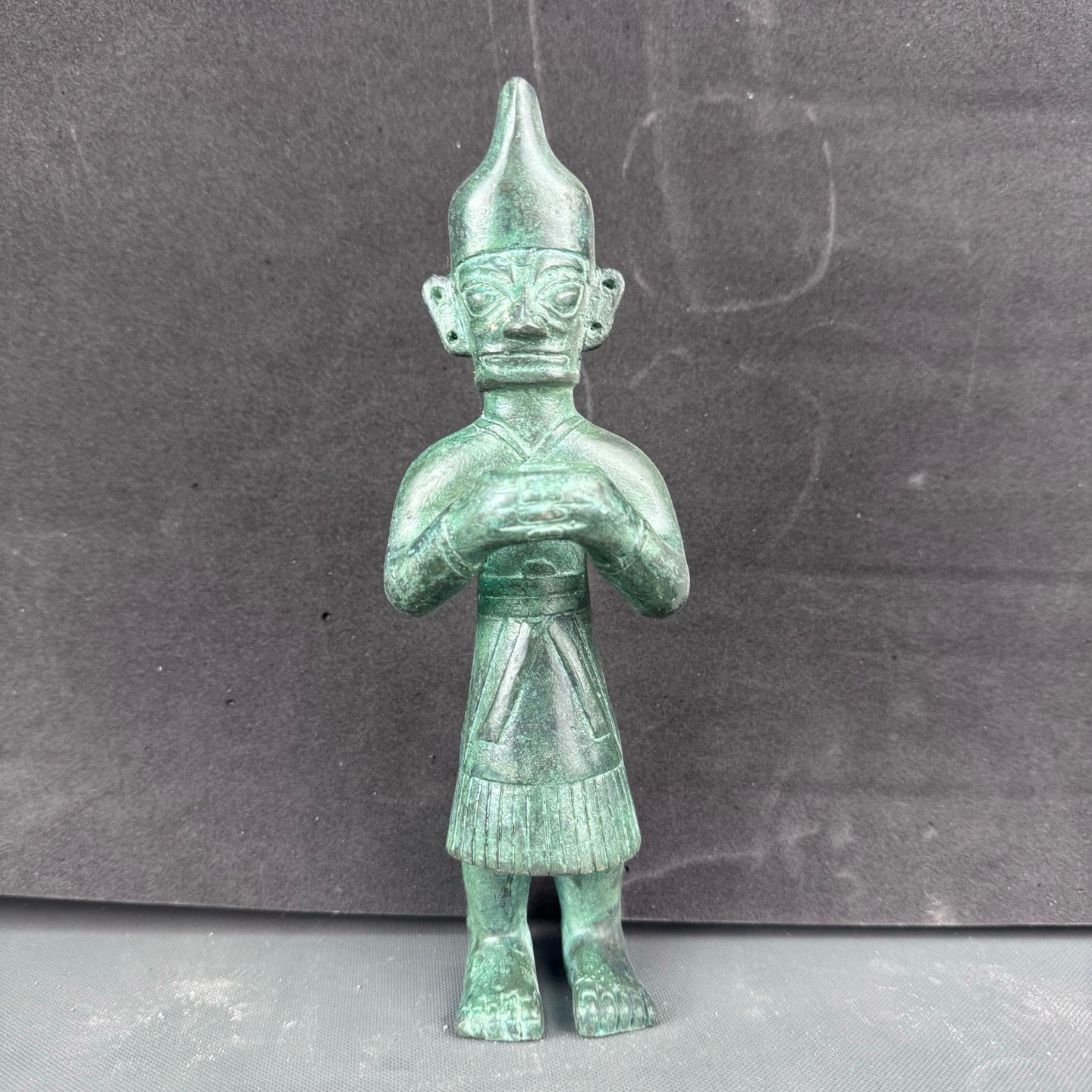 复古三星堆说唱人佣，高度21厘米，仿古青铜器，博古架