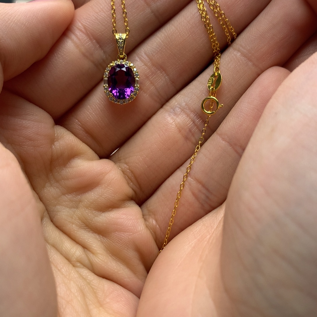 紫晶颈饰银S925镶嵌