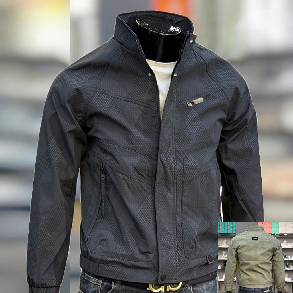 小板型暗花青年工装夹克男春季新款潮牌修身痞帅轻奢立领外套上衣