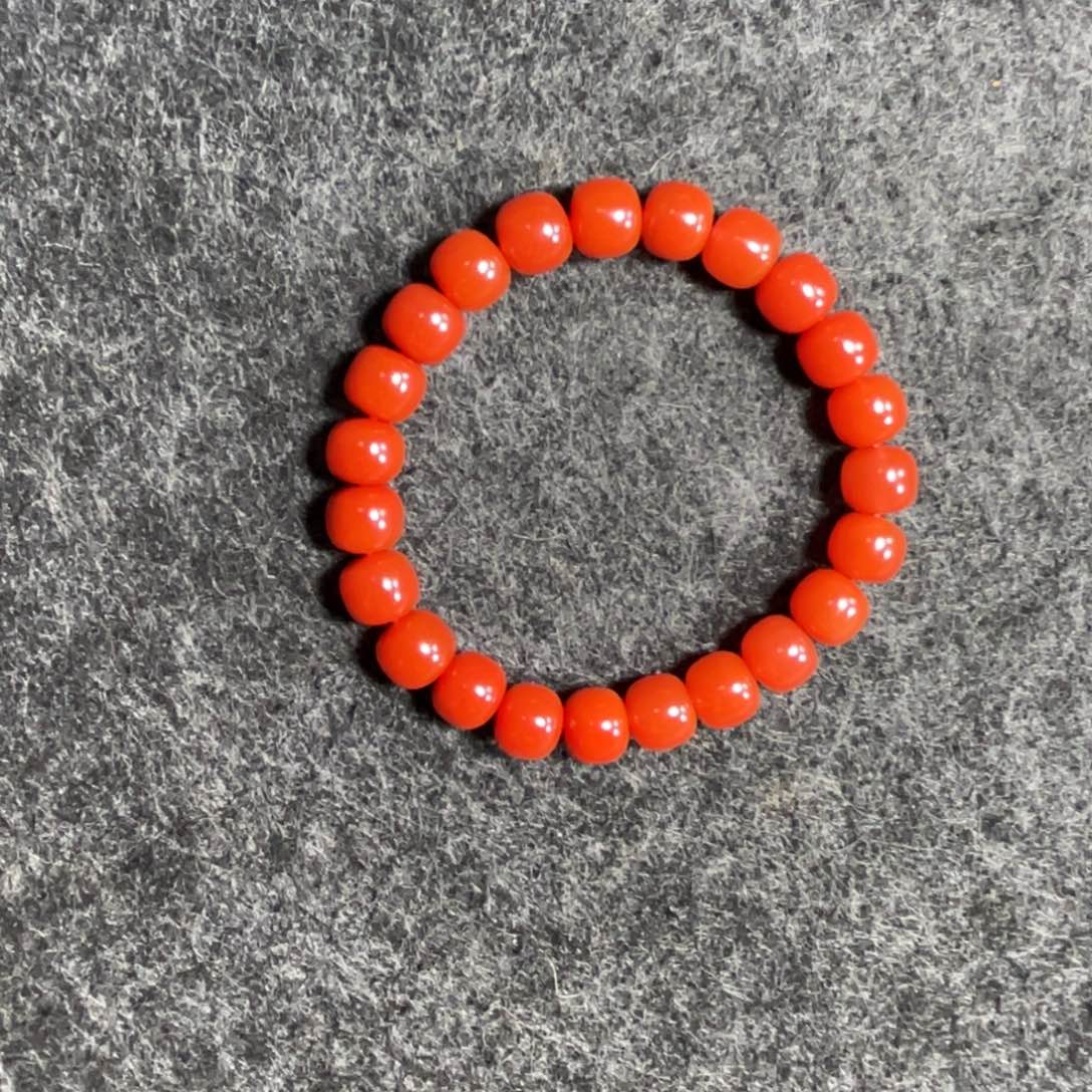 南红玛瑙未镶嵌卡9老型柿子红手串