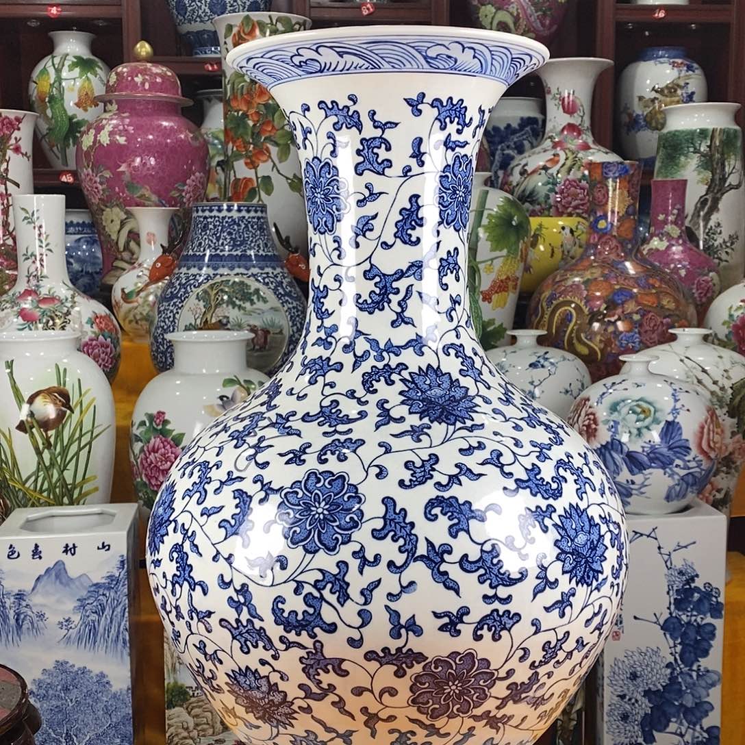 光***仔陶摆件景德镇陶瓷青花赏瓶