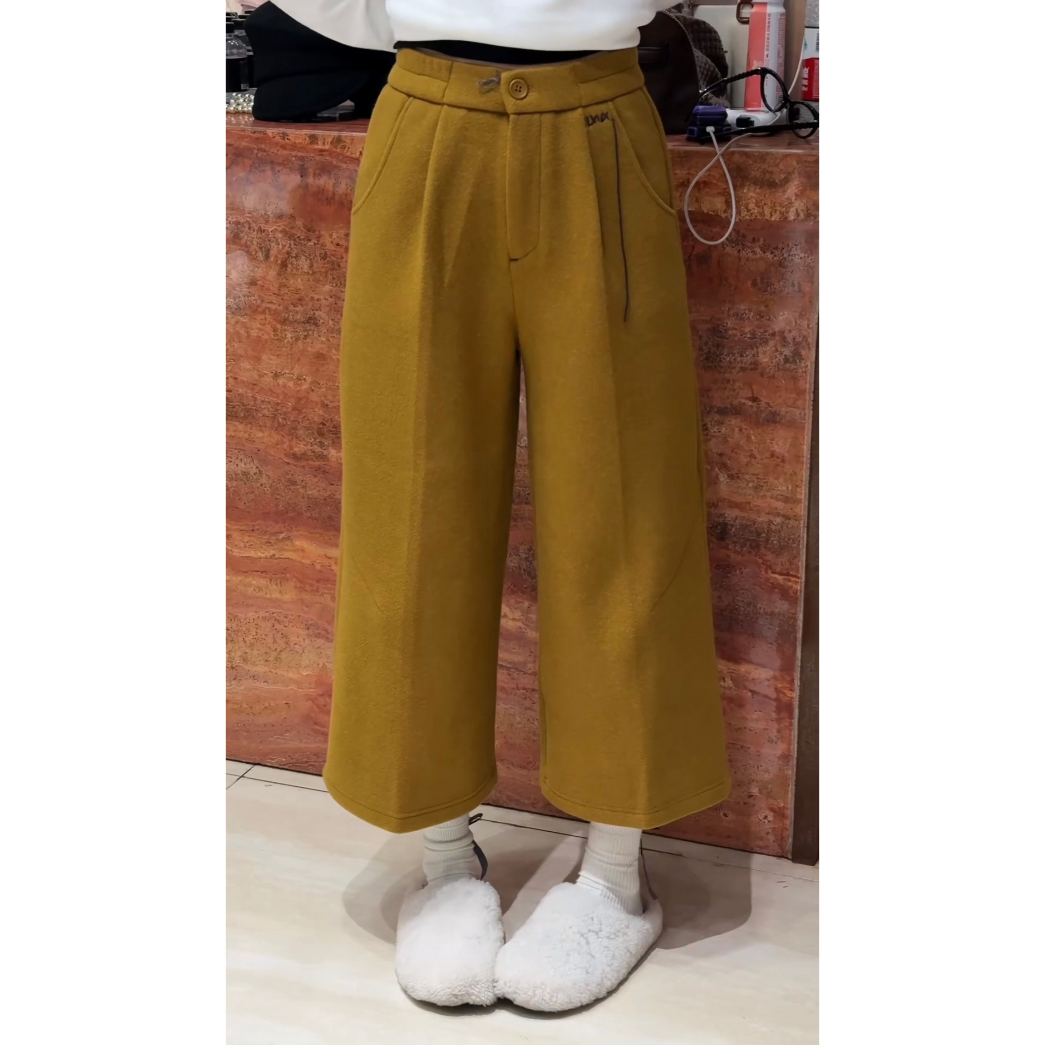 【萱萱精选】呢料九分裤含绵羊毛加绒直筒阔腿裤282(裤长90左右)