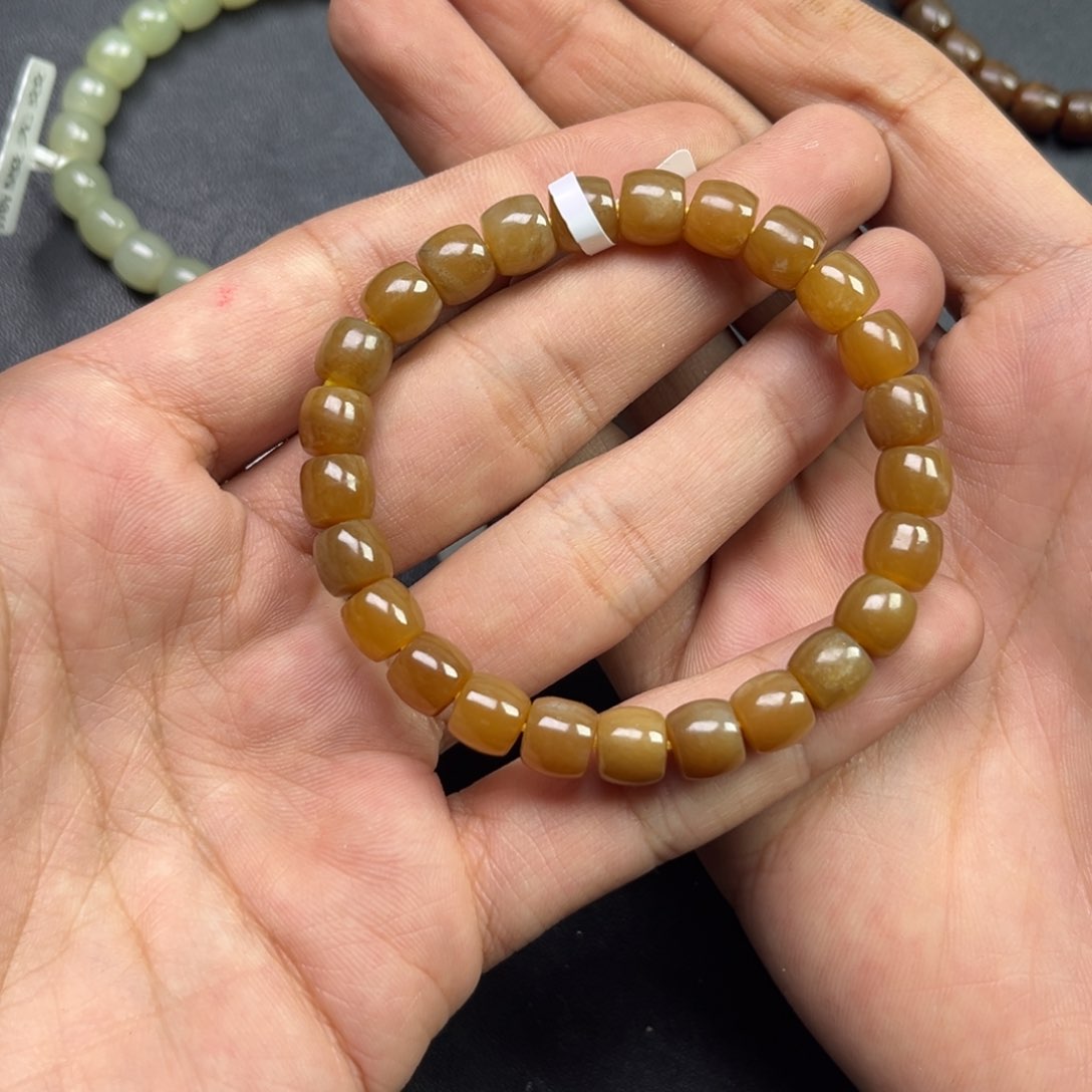 和田玉手链未镶嵌多样性钢板料新疆满糖彩直切珠卡8