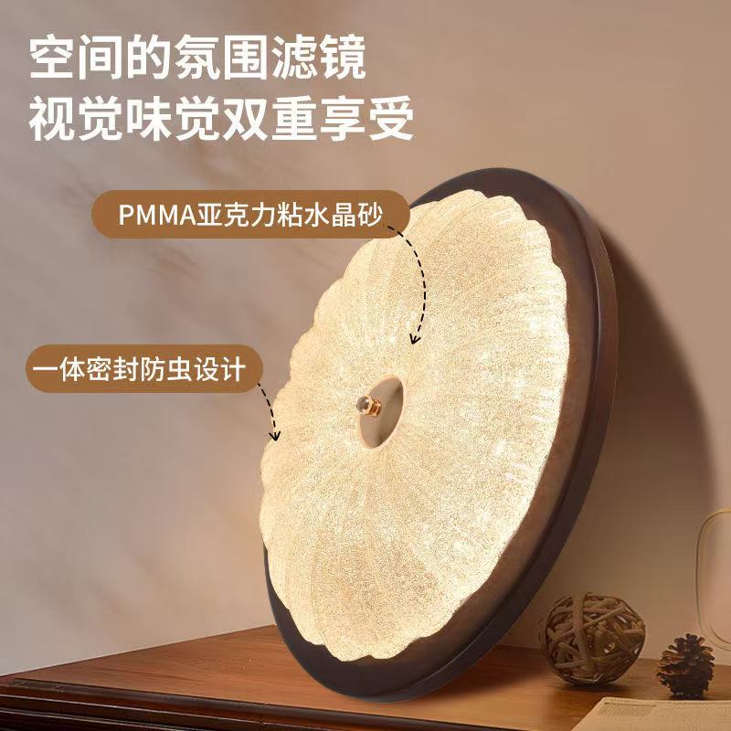 中古风美式复古主卧室灯书房间吸顶灯胡桃木色水晶灯中古风餐厅客
