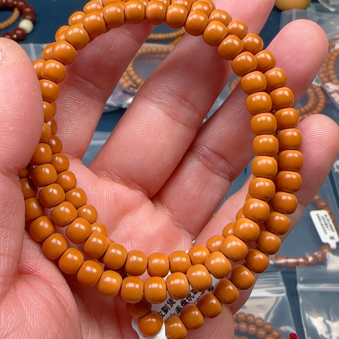 睡***觉橄榄核手串老挝SS级核尖极限弧尺寸6.1×120颗