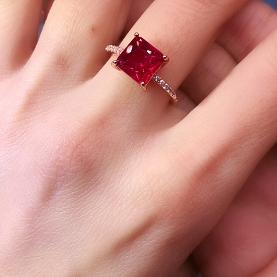 红宝石戒指银S925镶嵌