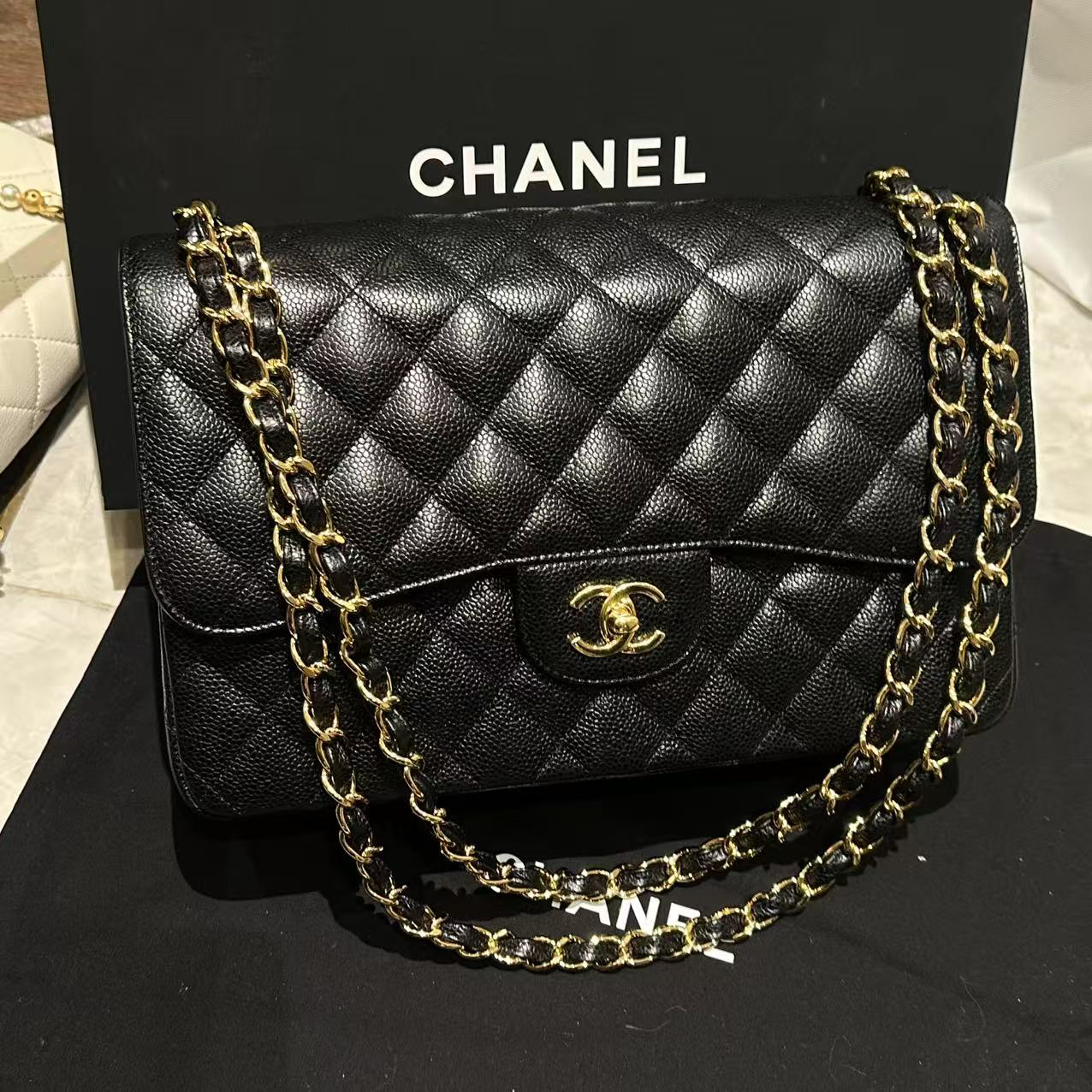 95新 Chanel/香奈儿 泡泡专属/香奈儿荔枝牛jumbo斜挎包/98新包展
