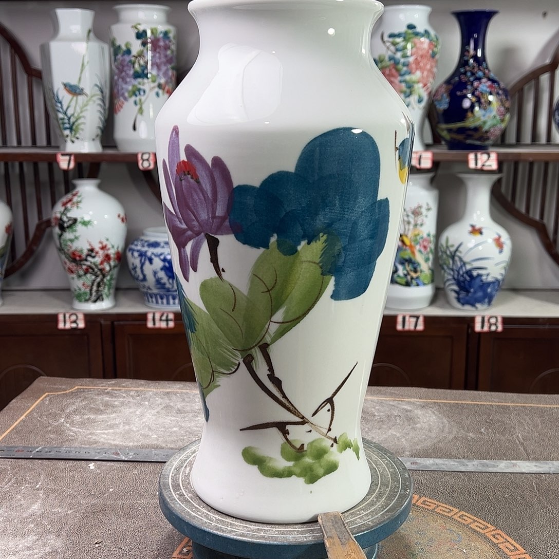 摆件陶景德镇陶瓷大鱼鸟