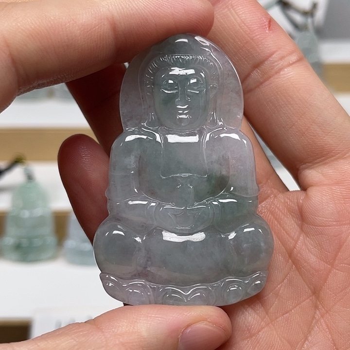 翡翠未镶嵌颈饰天然缅甸翡翠A货观音19号