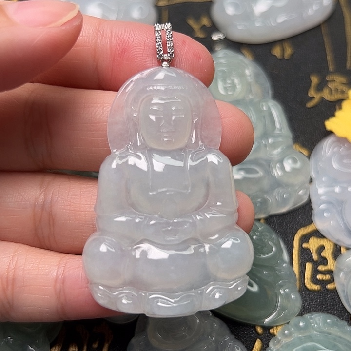 Q***怡翡翠银S925镶嵌颈饰天然翡翠镶嵌s925银