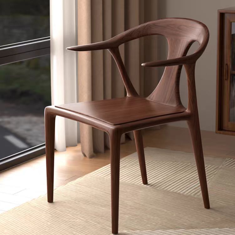 中意北美黑胡桃木实木高端设计师款极简家用鸭舌椅
