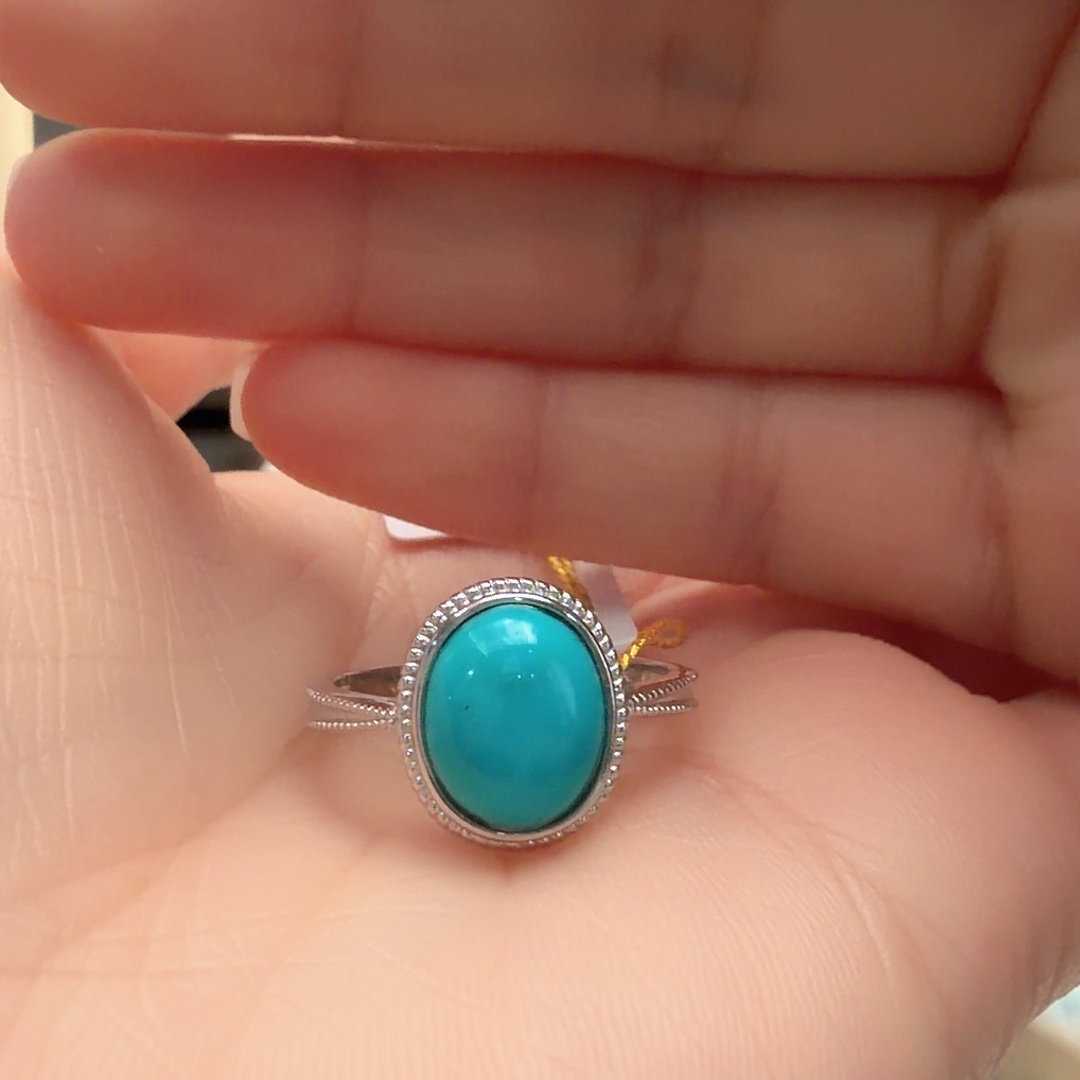 绿松石银S925镶嵌戒指