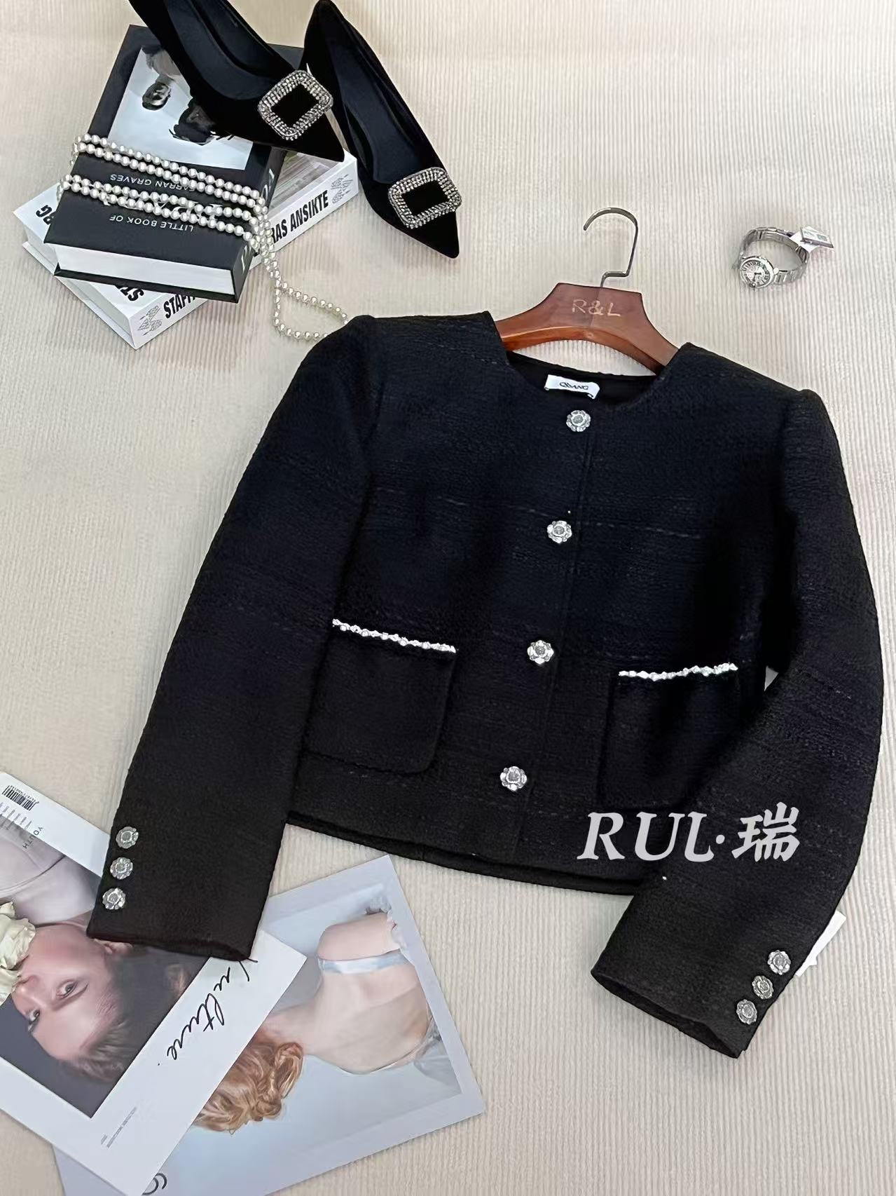 RUL·瑞【暮云漫漫】钉珠粗纺黑色外套