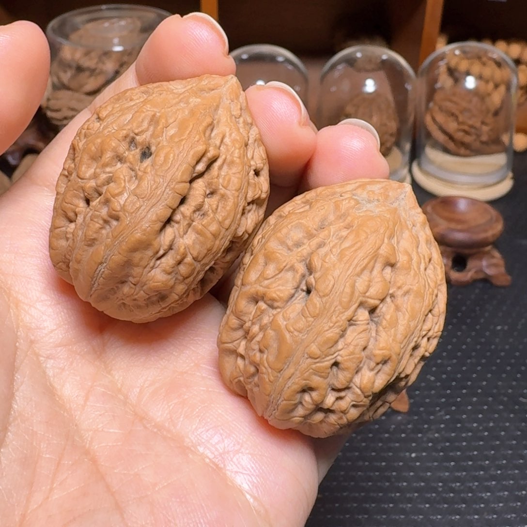 文玩核桃把件粗筋墩子