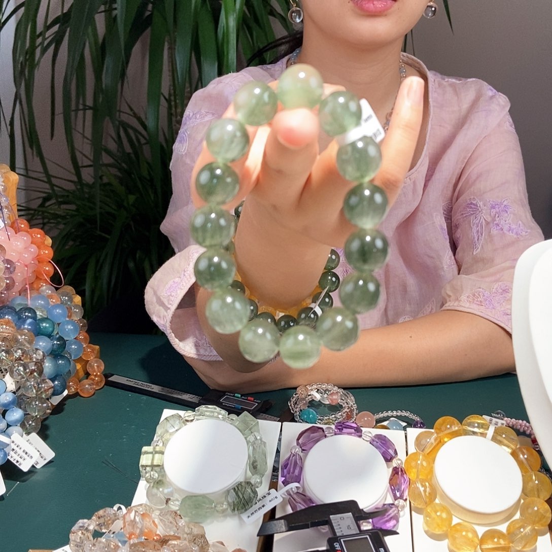 水晶手链未镶嵌飞****3绿兔毛15➕