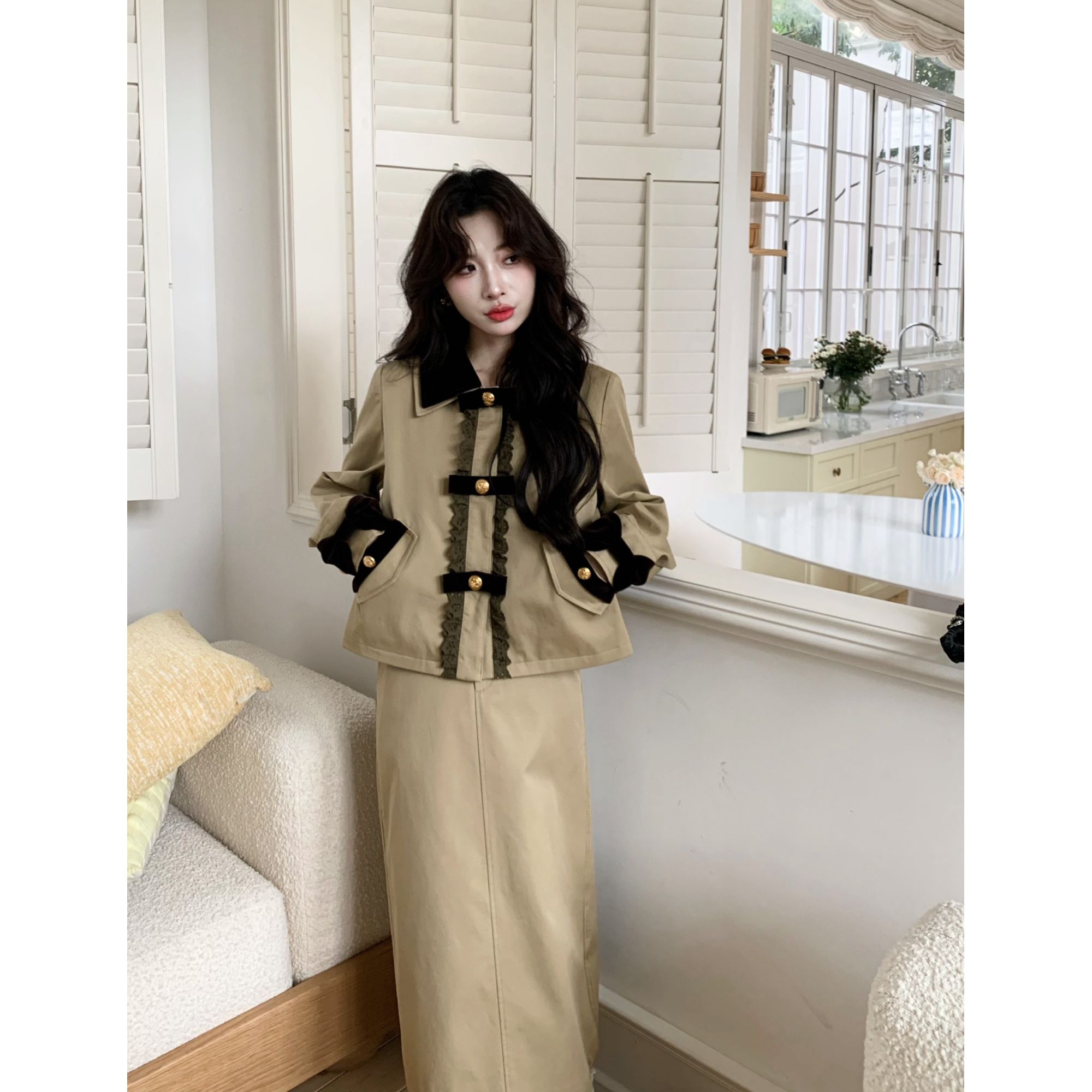 1【 堇夜香颂套装】品质女装洋气春游时尚休闲财阀千金小众老钱风