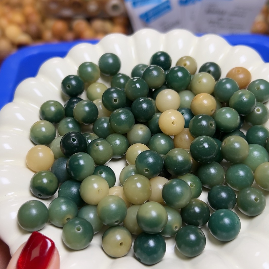 白玉菩提吊坠200颗青柠圆珠卡12