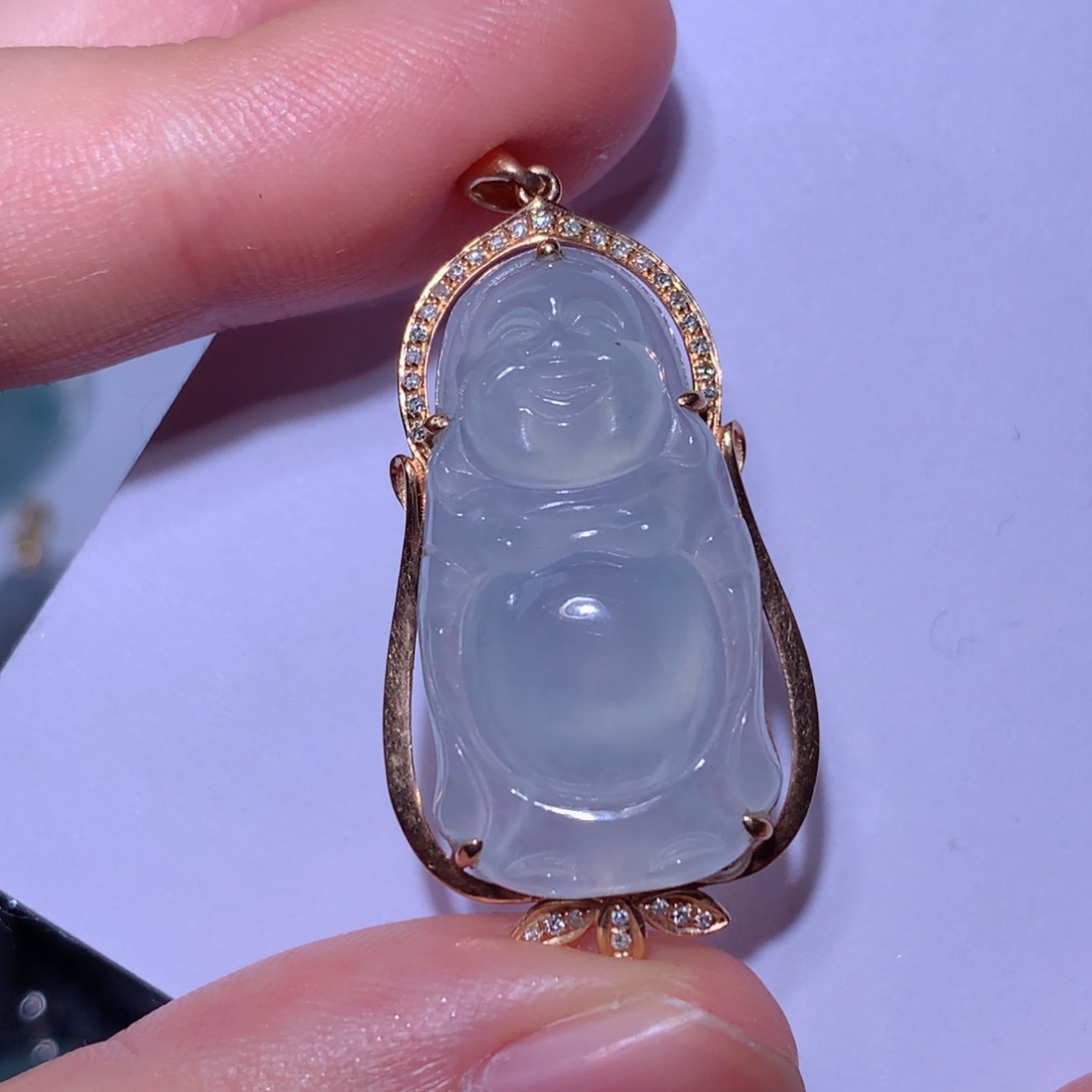 翡翠颈饰18K金镶嵌?****?佛公