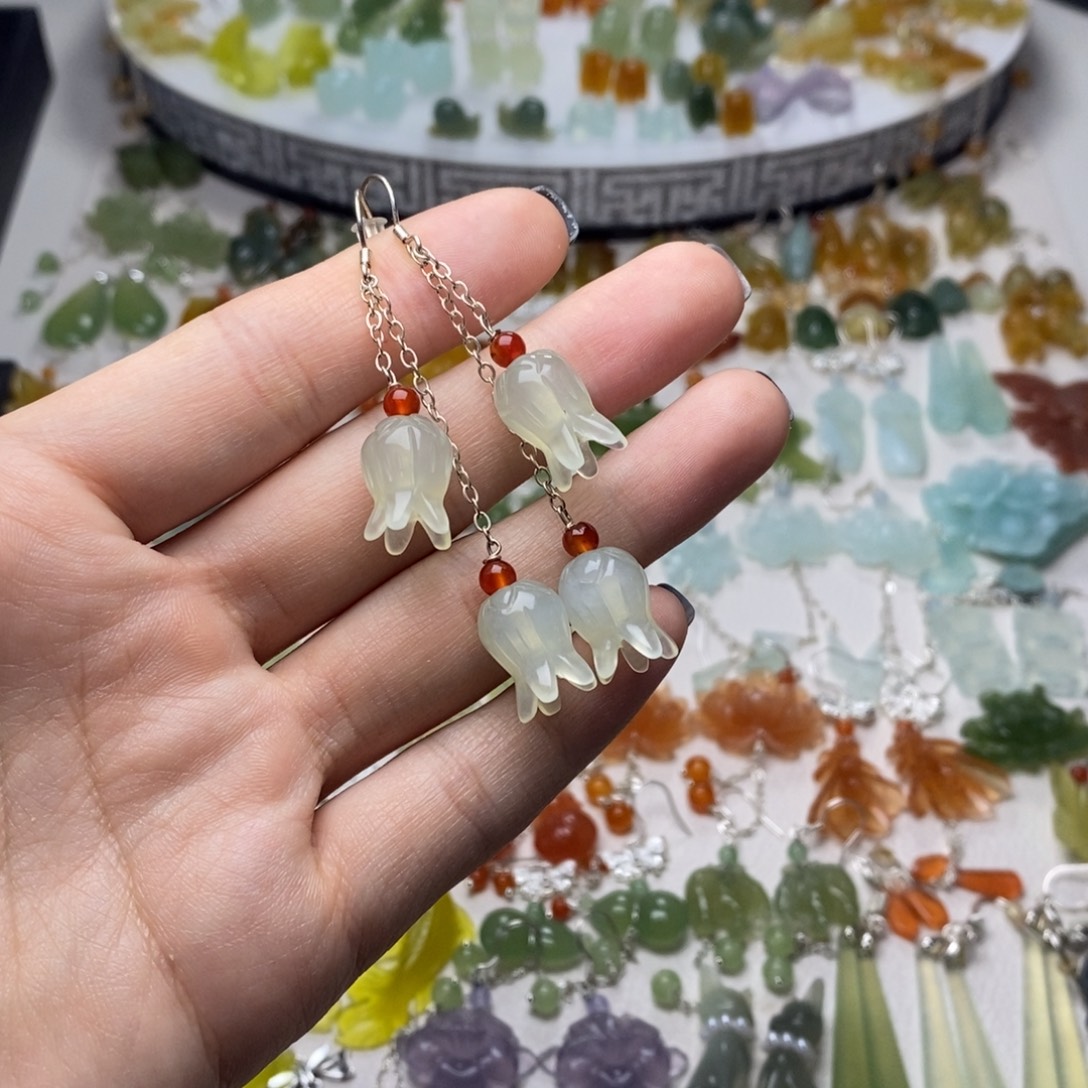 蛇纹石玉合金耳饰/颈饰