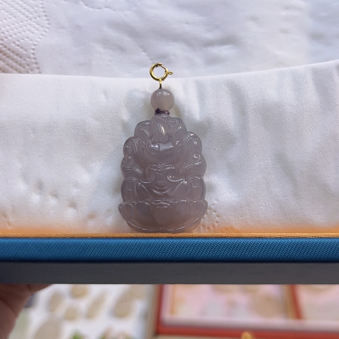 和田玉18K金镶嵌吊坠(不含链)