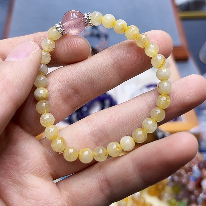 水晶手链银S925镶嵌金发