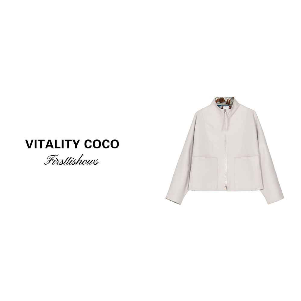 「VITALITY COCO」秋冬新女款热卖高级白短款时尚设计女士皮衣1239
