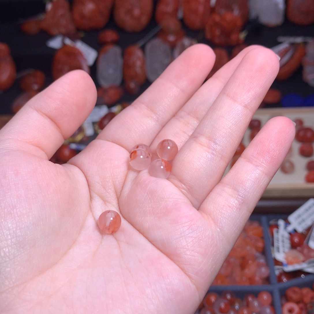 南红玛瑙未镶嵌珠宝半成品冰飘单珠组合5颗