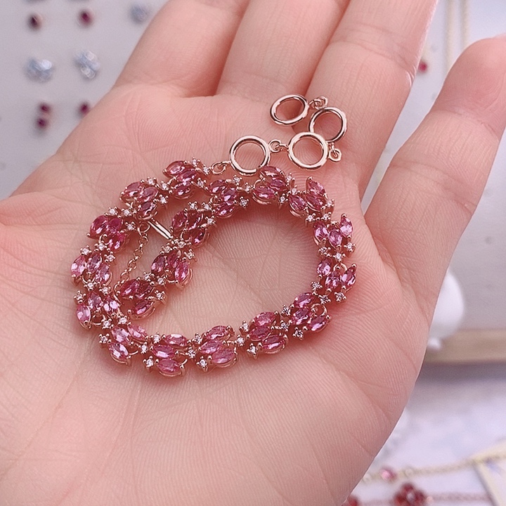 碧玺手链银S925镶嵌手链