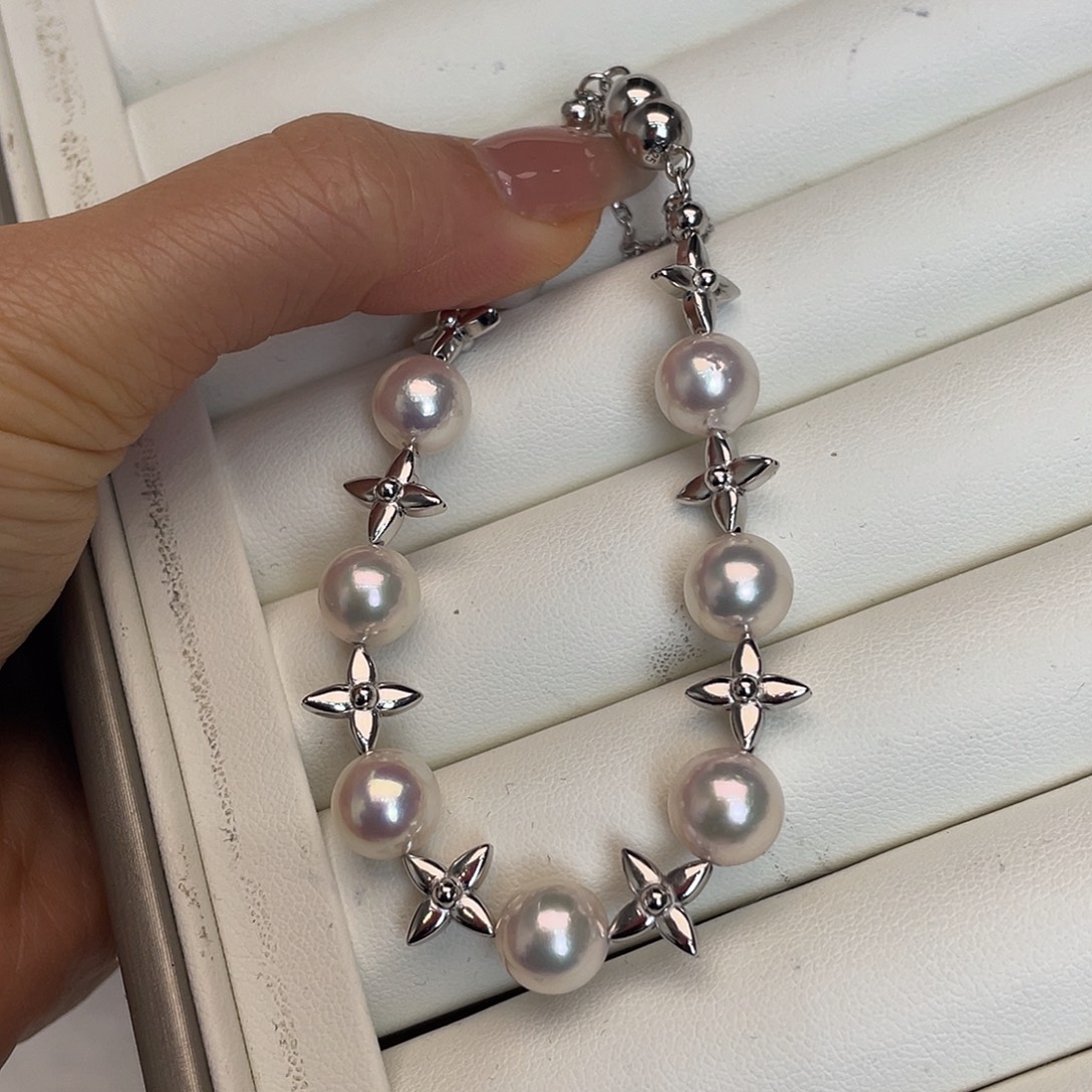 银S925镶嵌海水珍珠手绳