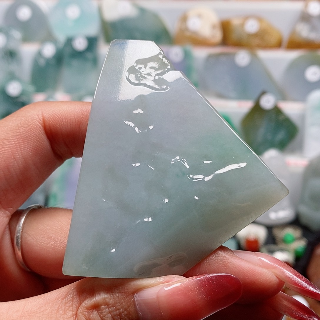 翡翠颈饰未镶嵌缅甸天然A货翡翠挂件