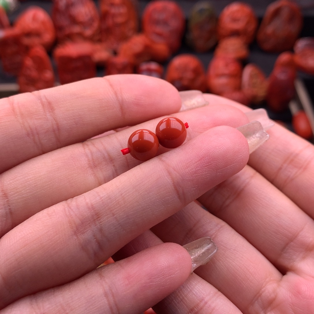 南红玛瑙南红川料原矿圆珠8mm➕未镶嵌