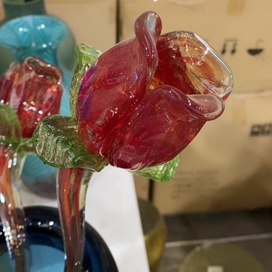 琉璃高度45厘米琉璃玫瑰花