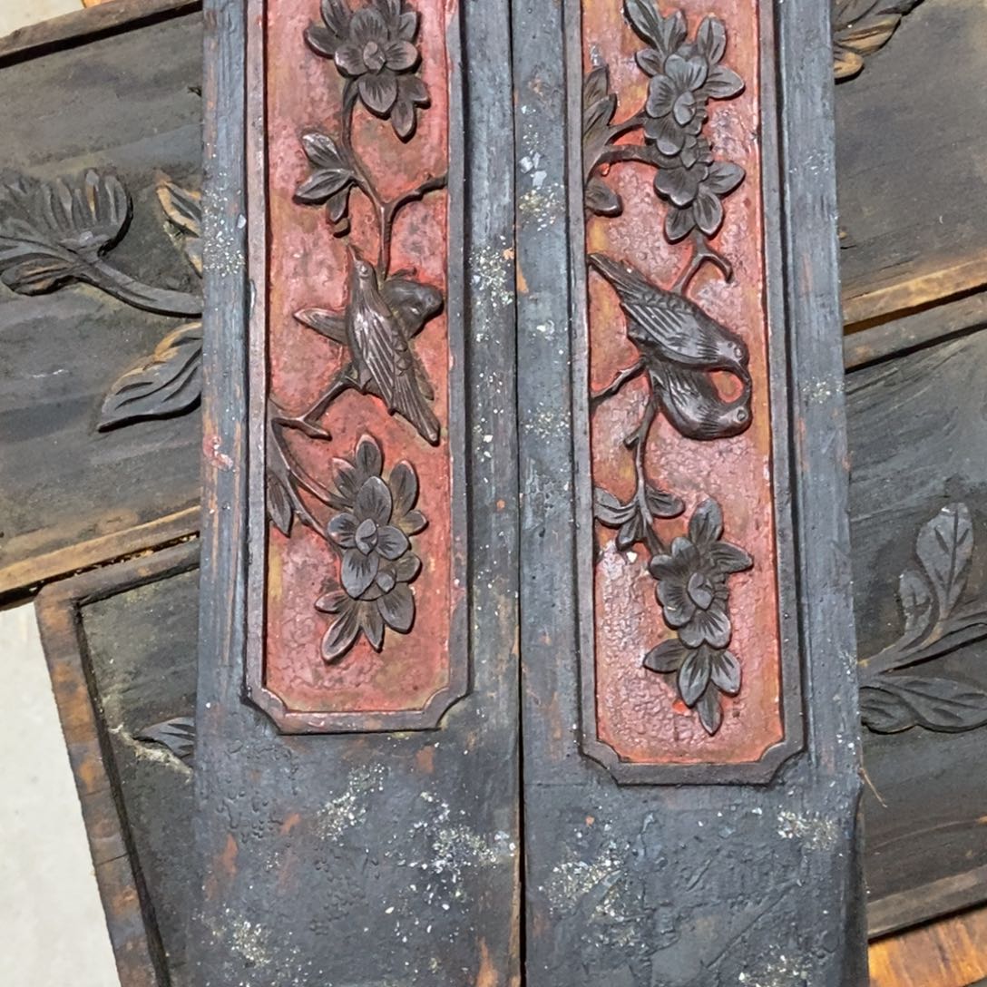 木风***亭浮雕花鸟花板一对