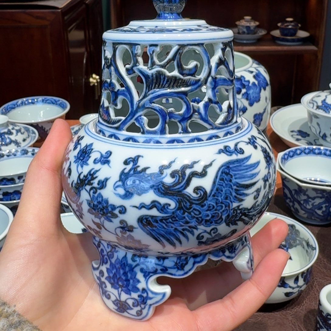 Z*J青花雯华堂手绘香炉