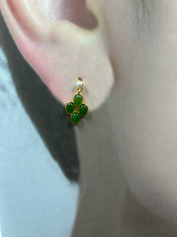 高品质和田玉碧玉耳钉