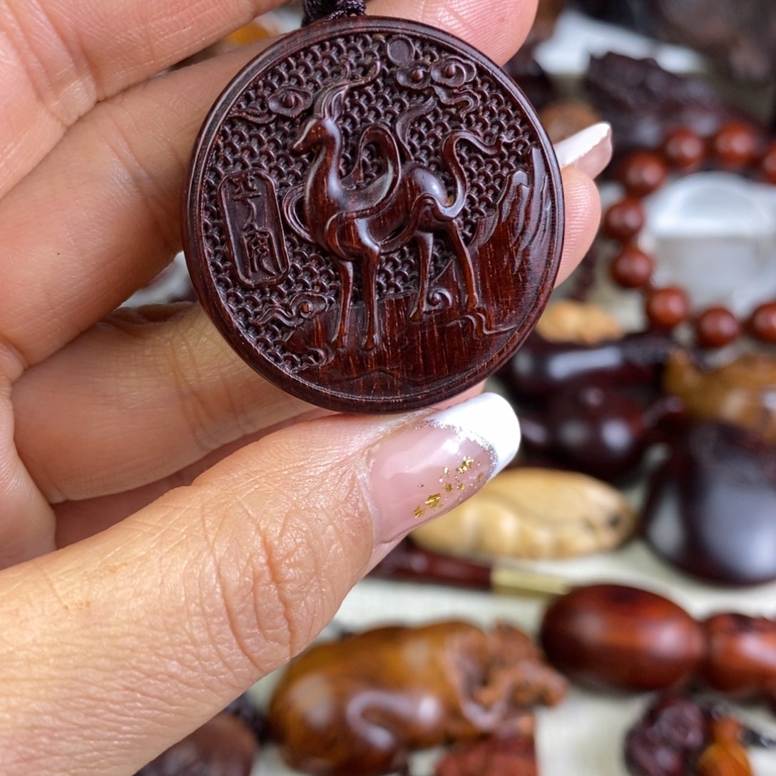 木印度小叶紫檀牌子吊坠