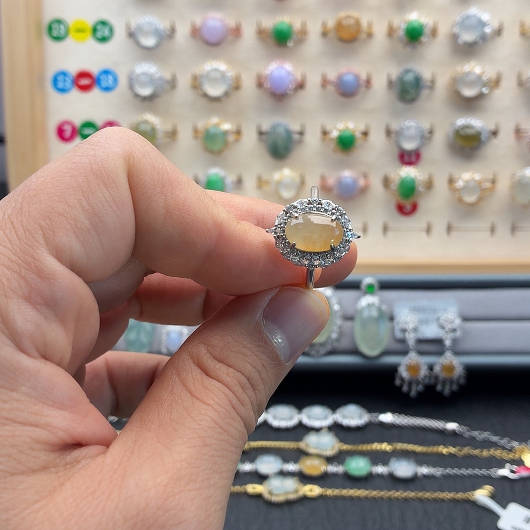 翡翠银S925镶嵌戒指