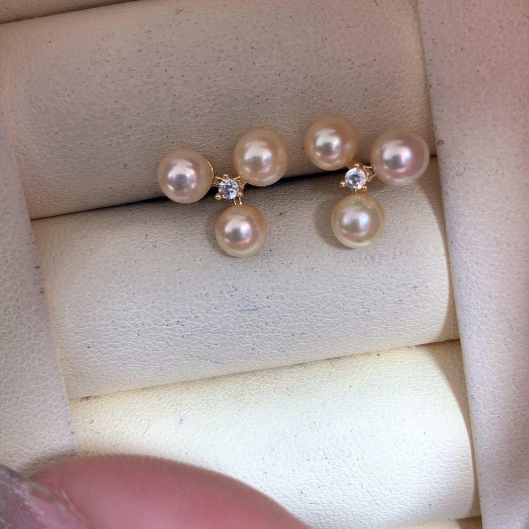 海水珍珠耳饰银S925镶嵌