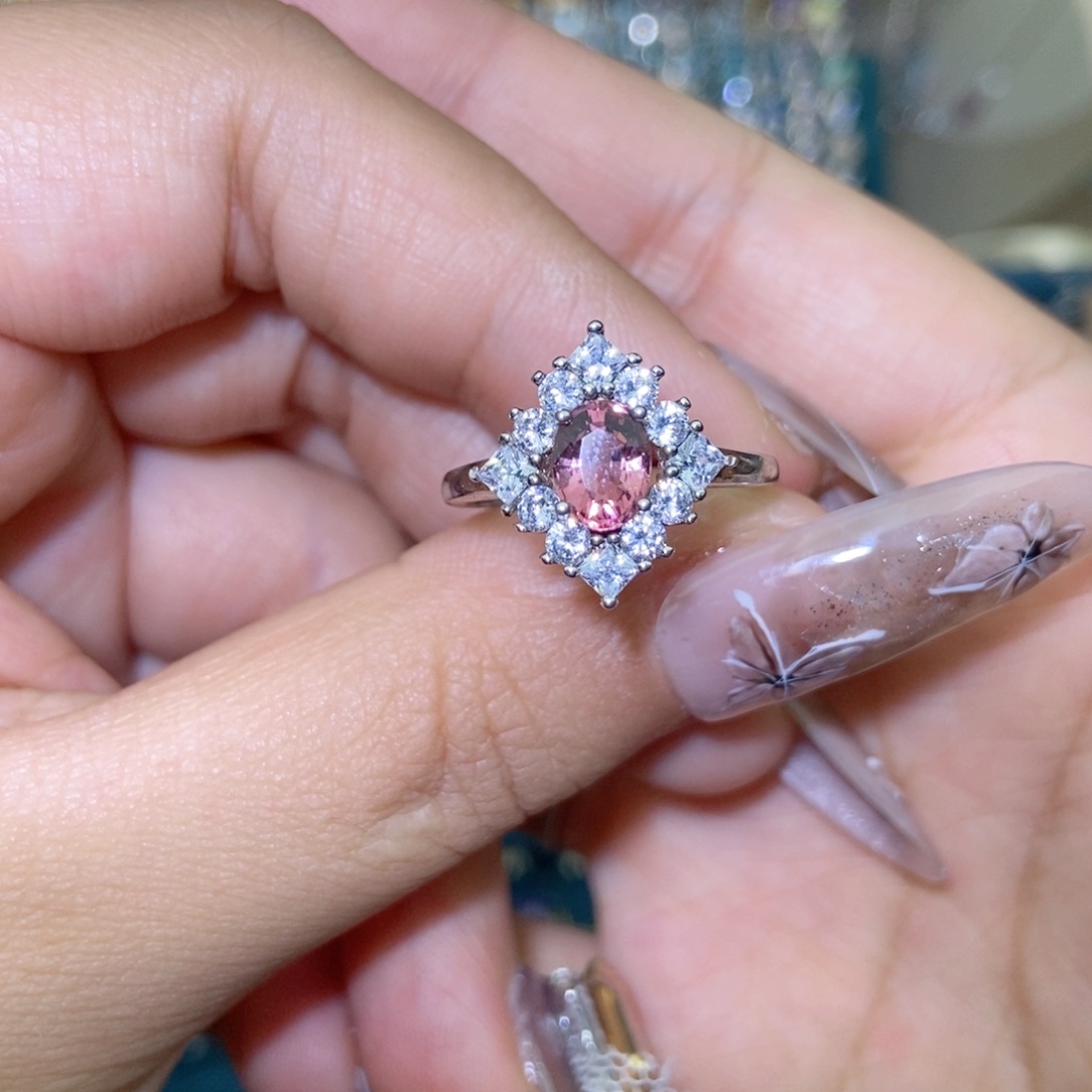 碧玺银S925镶嵌戒指