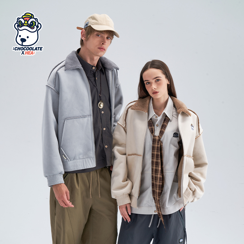 HEA x i.t: CHOCOOLATE联名款醒狮小熊撞色秋冬保暖绒毛长袖外套
