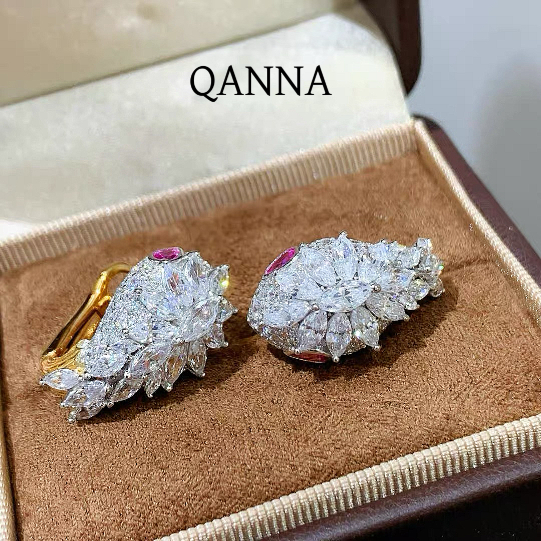 QANNA【爆炸蛇戒】【超大号宽版】18K金灵蛇豪华满钻钻石耳环耳扣AY