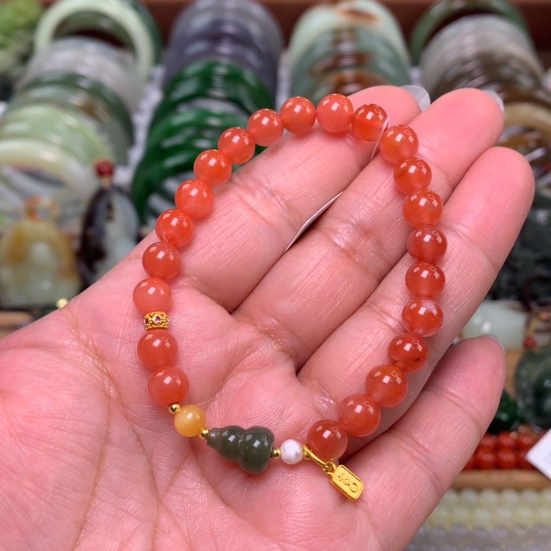 南红玛瑙未镶嵌手链卡0.7