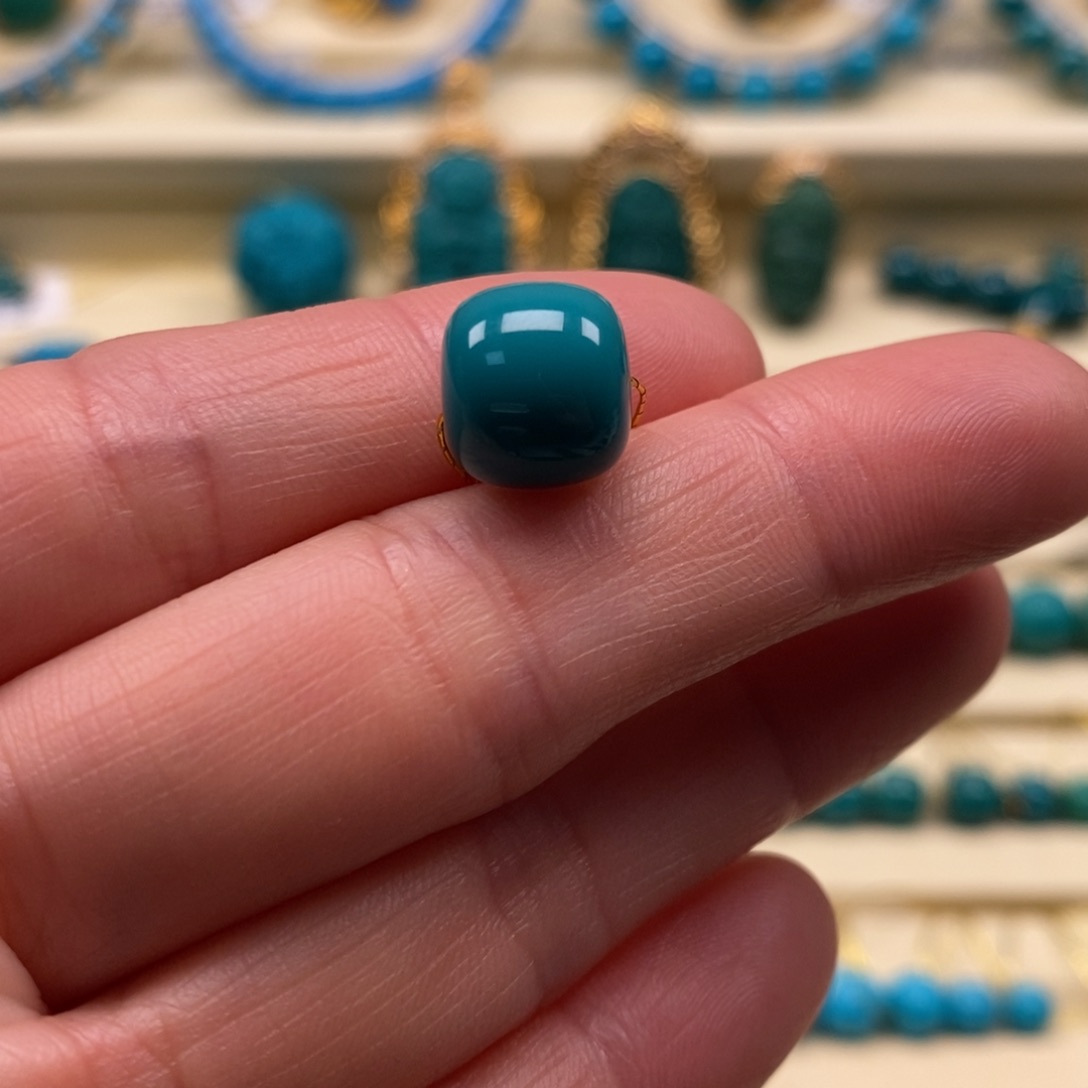 绿松石珠宝奇石未镶嵌直径10.6×9.6老型