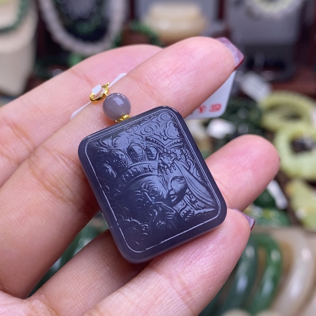 和田玉清货价冰浓烟紫金镶扎基未镶嵌